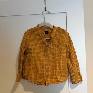 Monoprix Mustard Yellow Plaid Shirt